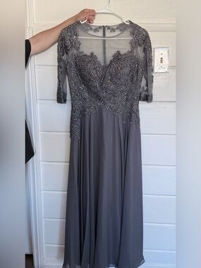 Romance Couture Charcoal gray Beaded dress